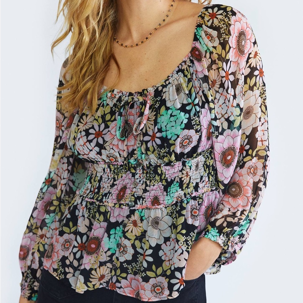 Maeve Smocked Floral Blouse
